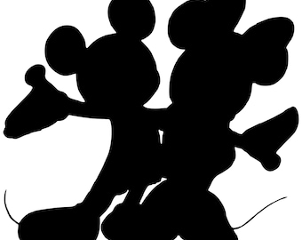 Mickey and Minnie Vintage Silhouette Vinyl Decal - Black, Red, Silver, White