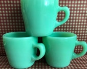 3 Fire King Jadeite G215 Restaurant Ware Coffee Mugs Cups