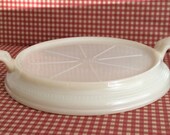 Fire King Ivory Glass Trivet Two-Handled Table Server Trivet by Anchor Hocking