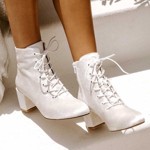 Ivory Velvet Wedding Boots, Ankle boots, wedding booties, lace up wedding boots, winter wedding, velvet boots, white boots, bridal boots