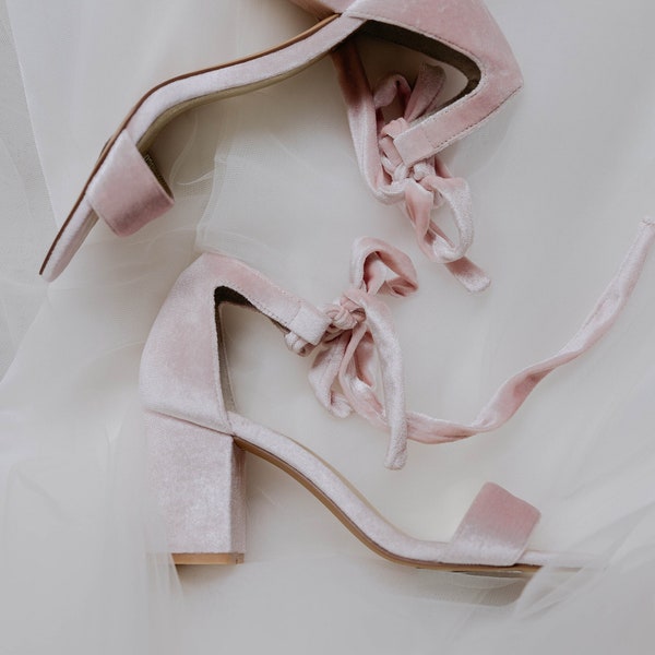 Light Pink Velvet Shoes, Pale Pink Heels, Pink Sandals, Baby Pink Wedding Shoes, Bridesmaid Shoes, Bridal Shoes, Baby pink heels