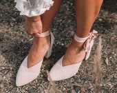 Ladies bridal shoes, suede wedding shoes, suede closed toe heels, block heels, nude bridal shoes, covered toe bridal shoes - Meadow