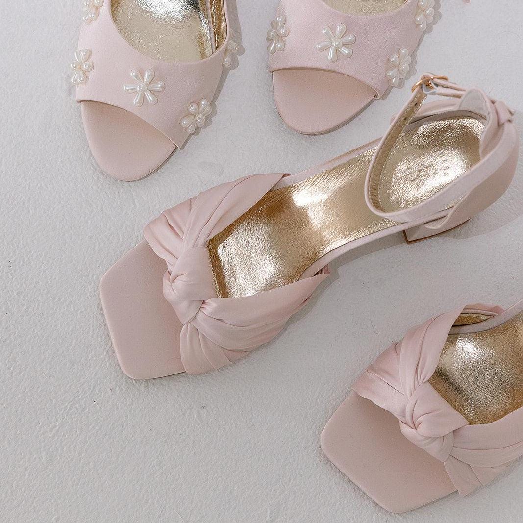 Pink Satin Bridal Shoes, Bow Wedding Shoes, Low Heel Wedding Shoe,  Comfortable Shoes, Block Heels, Honey Sandals Pink Heels - Etsy UK