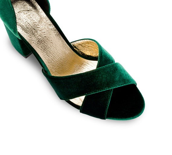 Perphy Women's Open Toe Ankle Tie Bridal Kitten Heels Sandals Dark Green  7.5 : Target