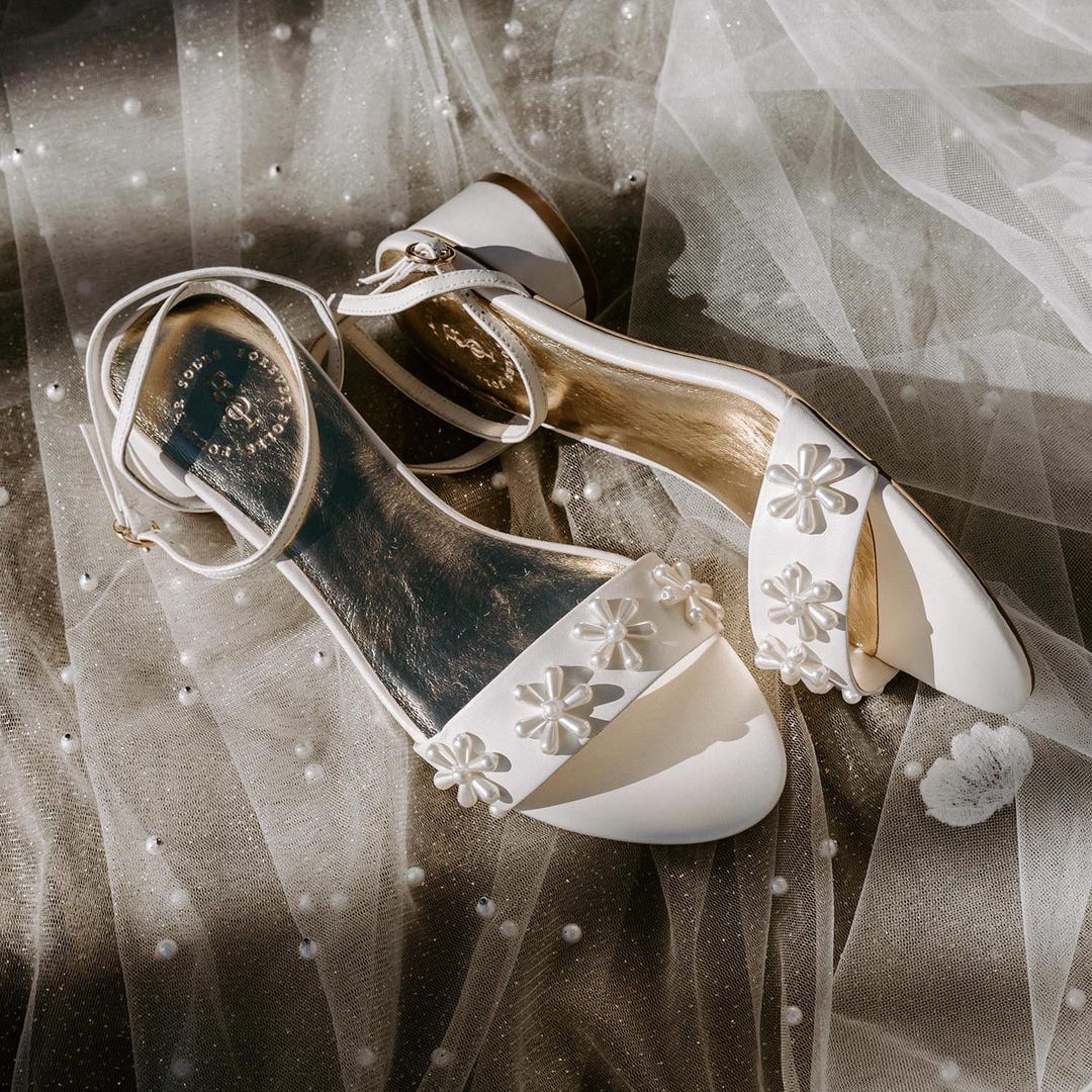 mid heel ivory sandals