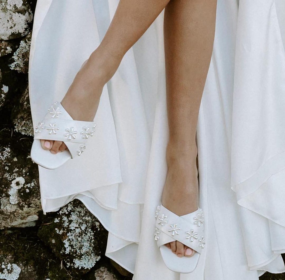 Sandalias Planas Sandalias Para Vestido De Novia Sandalias Piel