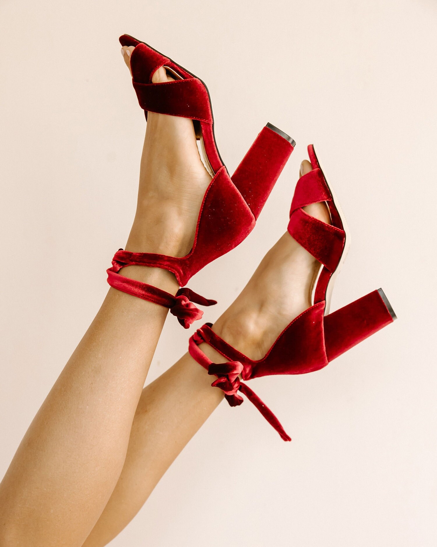 Red Velvet Heels Red Formal Shoes Red Wedding Shoes Ruby