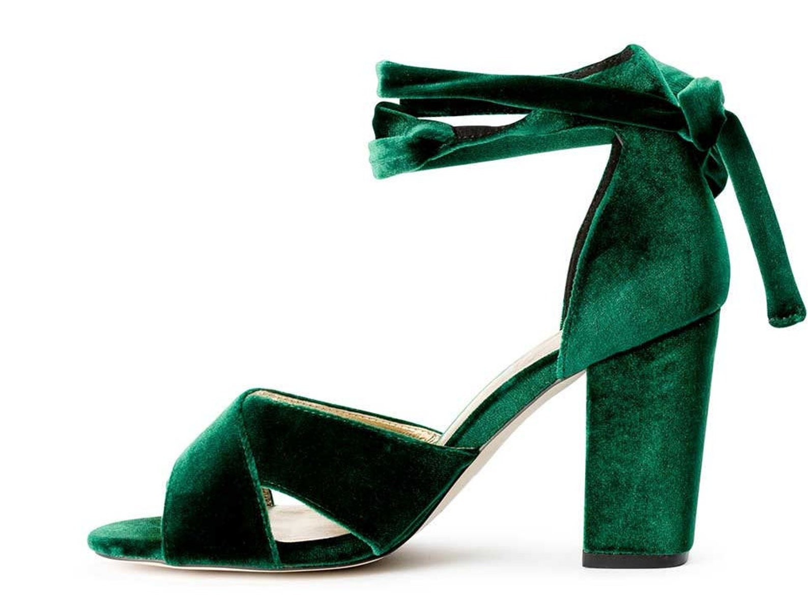 Tacones de terciopelo verde zapatos nupciales verdes zapato Etsy