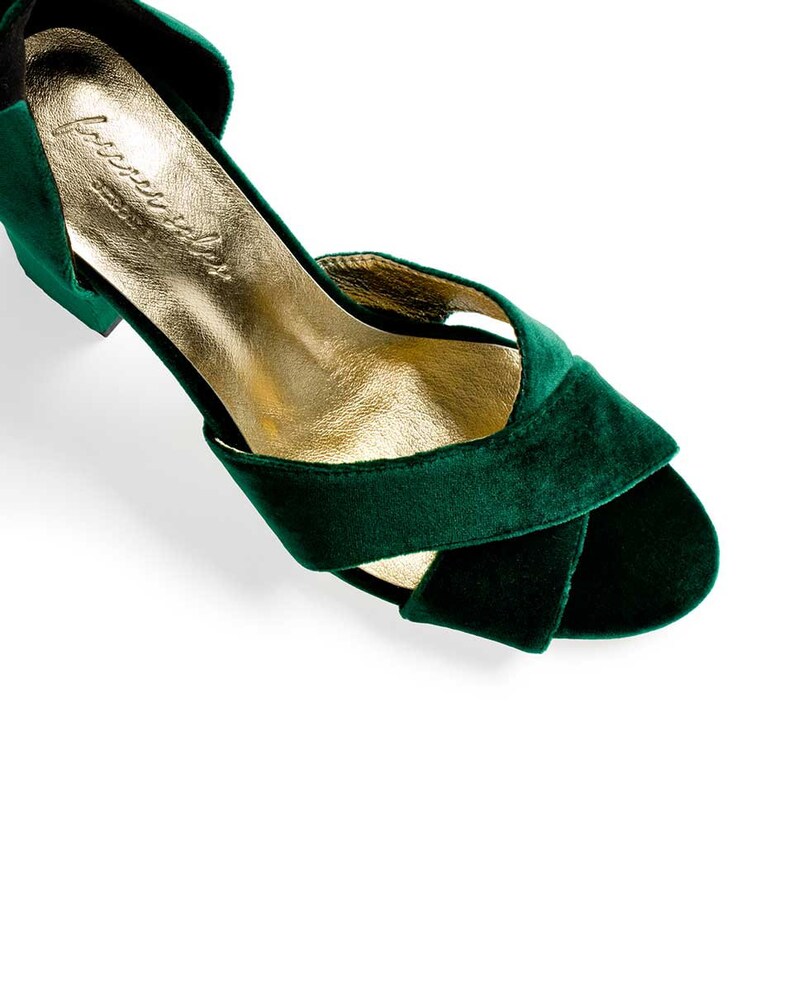 Green Velvet Wedding Shoes Block Heel Bridal Shoes Green Etsy UK