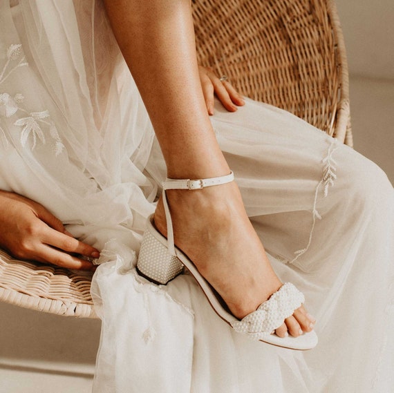 Low Heel Bridal Shoes Ivory Pearl 