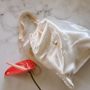 Shoe dust bag, shoe protection bag, Forever Soles satin shoe bag, drawstring satin shoe bag, satin shoe bag cover