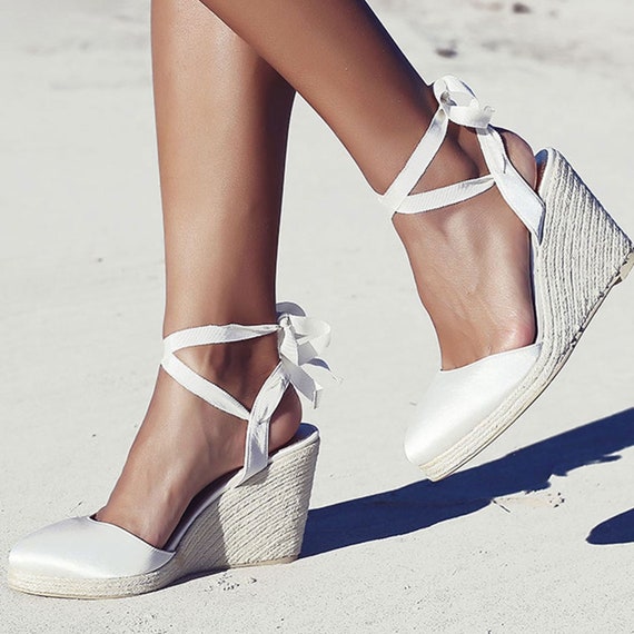 Espadrille Wedge Wedding Wedge Ladies Ivory Bridal Shoe Designer Bridal Shoe Wedding Shoes Beach Wedding Boho Bride Vegan Gypsy Wedge