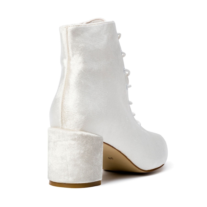 Ivory Velvet Wedding Boots, Ankle boots, wedding booties, lace up wedding boots, winter wedding, velvet boots, white boots, bridal boots image 7