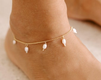 Pearl Anklet, Wedding Anklet, 18K gold plated anklet, quality bridal jewellery, boho bridal jewelry, gold anklet, pearl anklet, pearl chain