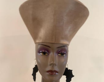 African Gold Crown Head Dress Hat Kufi, Zulu Hat Open / Closed Top