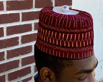 Unisex Embroidered Hausa cap/hat from Ghana Size 22"