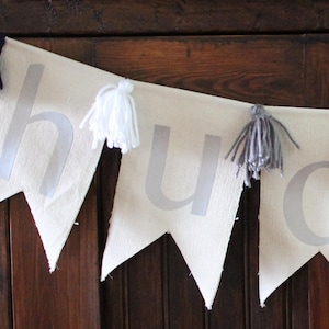 Boys Personalized Name Pennant Banner Nursery Banner Baby Shower Banner Holiday Decor Canvas Pennant Wall Decor image 1