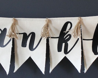 Thanksgiving Canvas Pennant Banner | Farmhouse Fall Decor