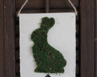Mini Moss Rabbit Pennant Banner | Easter Banner | Pennant Banner | Canvas Flag | Bunny Wall Decor