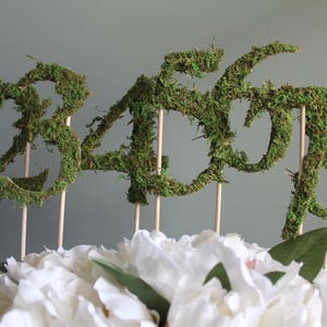 Moss Wedding Table Numbers | Moss Wedding Decor | Wedding Centerpiece Number | Table Numbers on a Stick