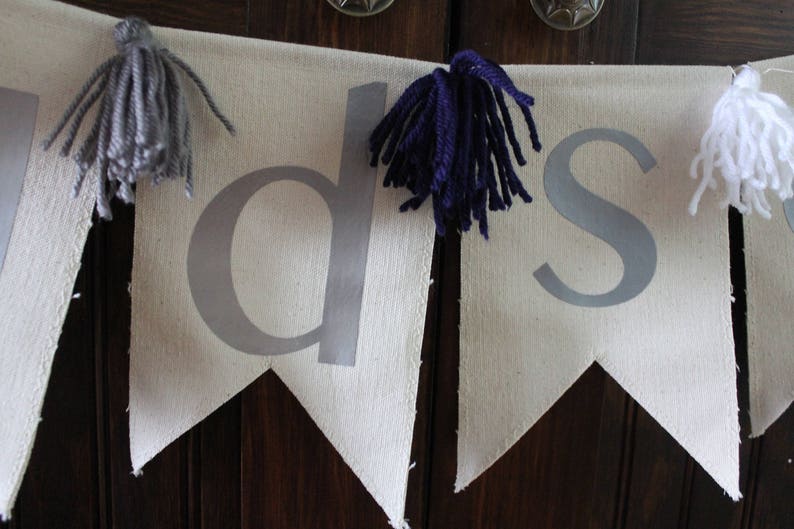 Boys Personalized Name Pennant Banner Nursery Banner Baby Shower Banner Holiday Decor Canvas Pennant Wall Decor image 2