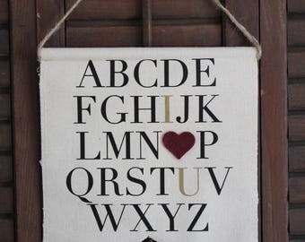 SALE - I Love U Alphabet Pennant | ABC Pennant | Nursery Pennant Banner | Canvas Flag | Wall Decor