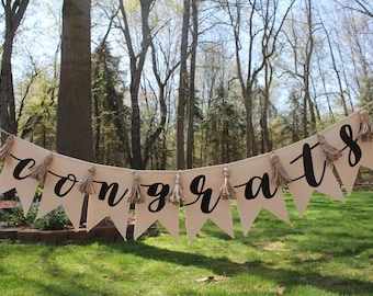 Handmade Canvas Pennant Banner | Wedding, Engagement, Bridal Shower Decor