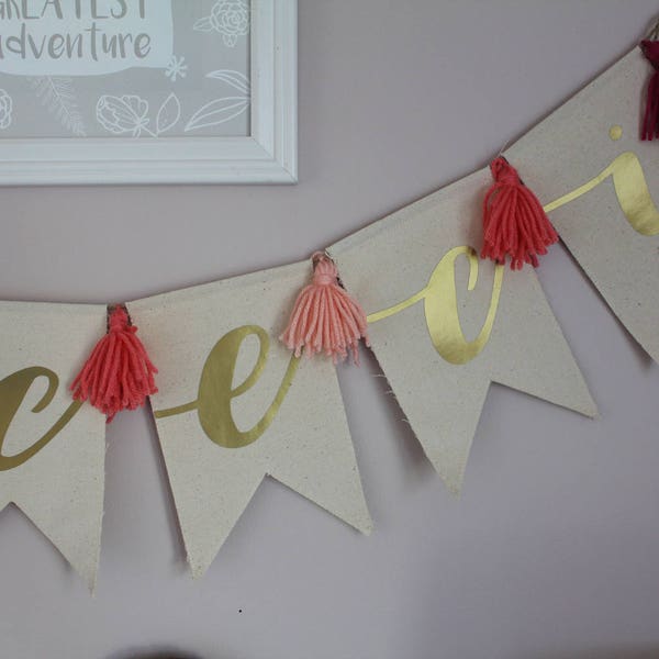 Girls Personalized Name Pennant Banner | Custom Name Banner | Nursery Banner | Baby Shower Banner | Holiday Decor | Wall Decor