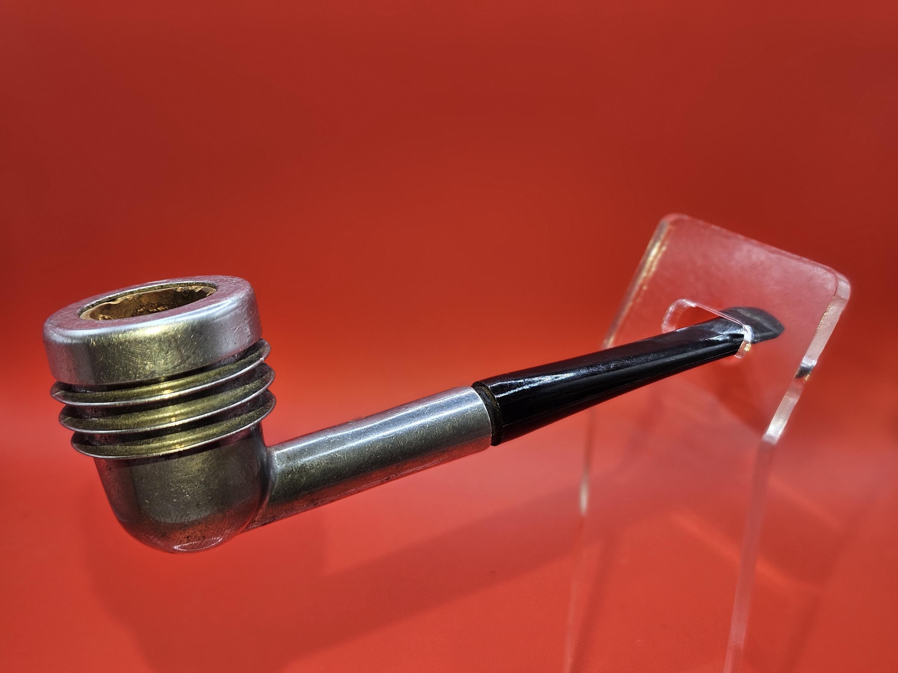 aluminum tobacco pipe Glass Metal Body - Modern Smoking Bowl - Durable Hand Pipes Metal Hand Pipes - Silver