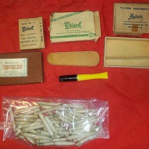 Schöner Vintage UNBENUTZTER Zigarren- oder Zigarettenhalter mit Tragetasche und 61 Filtern