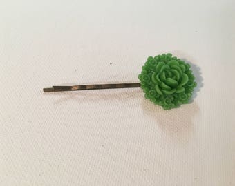 Green Flower Bobby Pin