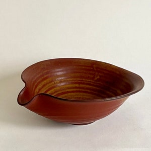 Red-Brown Yellow Swirl Bowl with Spout