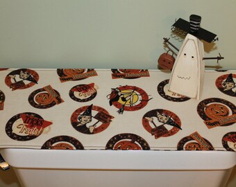 Reversible Halloween Toilet Tank Runner: Retro Cotton Topper