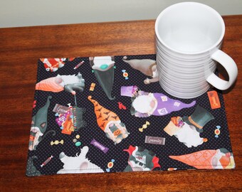 Halloween Gnome Snack Mat, Reversible Fall Large Mug Rug