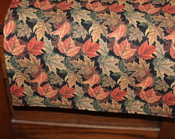 Reversible Fall Table Runner:  Maple and Oak Leaves - 40"