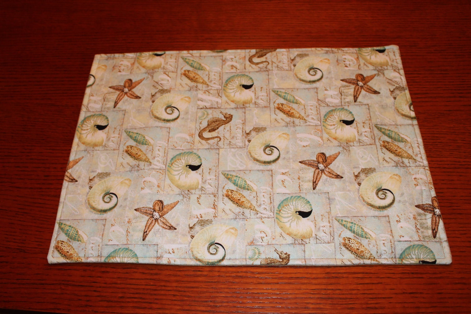 Seashell Nautical Placemats Reversible Set of 2 Etsy