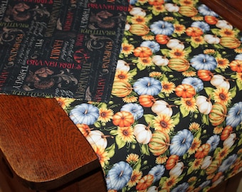 Fall Table Runner, Reversible Pumpkin Buffet Topper, 41"