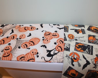 Reversible Halloween Toilet Tank Topper: Jack-o-Lantern & Retro Print