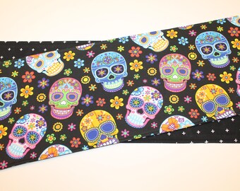 Sugar Skull Toilet Tank Runner: Halloween Bathroom Decor, 8x20