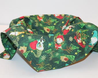 Christmas Gnome Bread Basket Liner, Reversible Cotton Fabric
