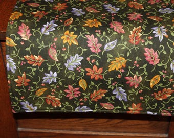 Fall Leaves Table Runner, Green, Red Pears, Reversible, 43"