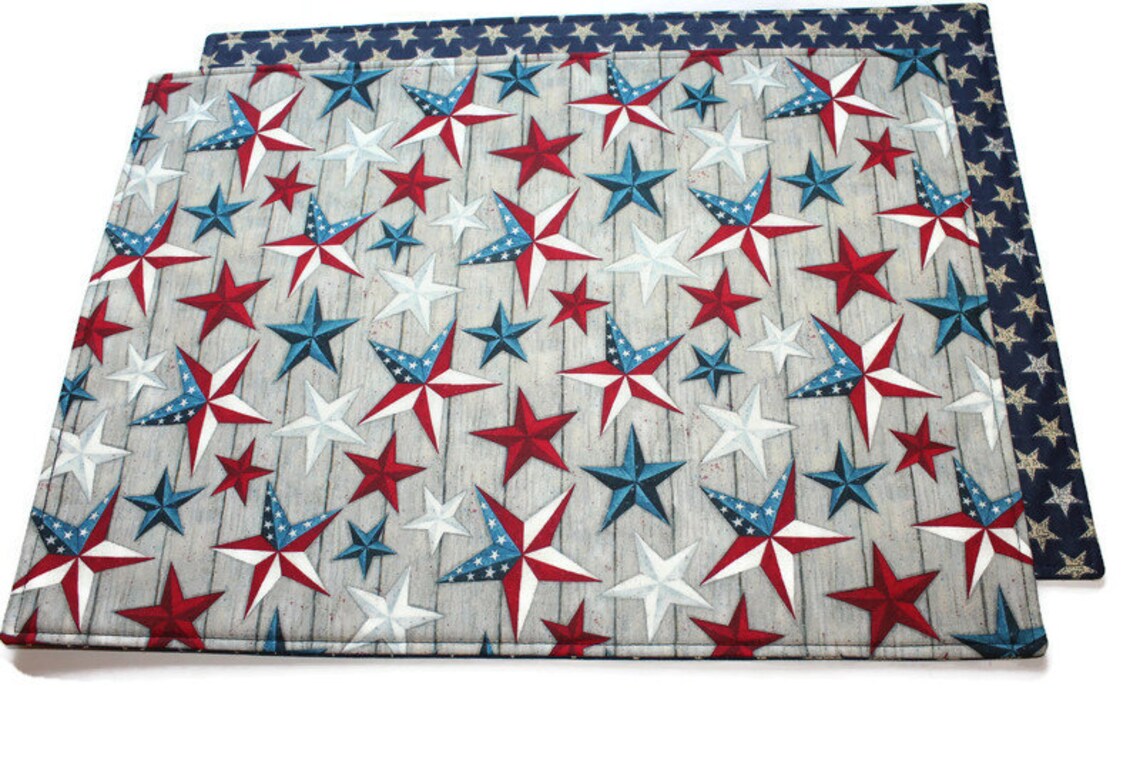 Patriotic Placemats Set of 4 Patriotic Placemats Reversible Etsy