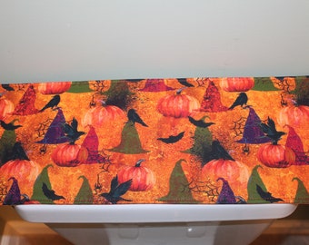 Reversible Halloween Toilet Tank Runner, Witch Hat Decor