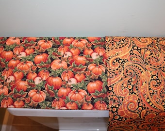 Fall Toilet Tank Topper:  Reversible, Pumpkins, Paisley