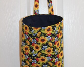 Sunflower Car Trash Bag, Fall Floral Rubbish Bin