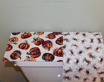 Halloween Pumpkin Toilet Tank Runner, Reversible Fall Toilet Topper