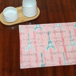 Paris Eiffel Tower Snack Mat: Pink France Mug Rug