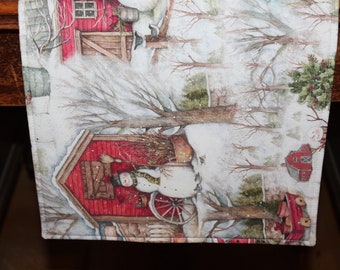 42.5" Snowman Reversible Table Runner, Snowman Runner, Winter Barn Table Runner, Winter Table Runner, Winter Table Decor, Snowman Decor