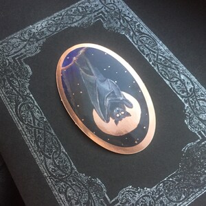 Autocollant de renard volant chauve-souris en cuivre - paquet de 10 - décalcomanie lune or métal halloween goth vampire animal vamp vinyle réfléchissant pendre étoiles d’art sombre