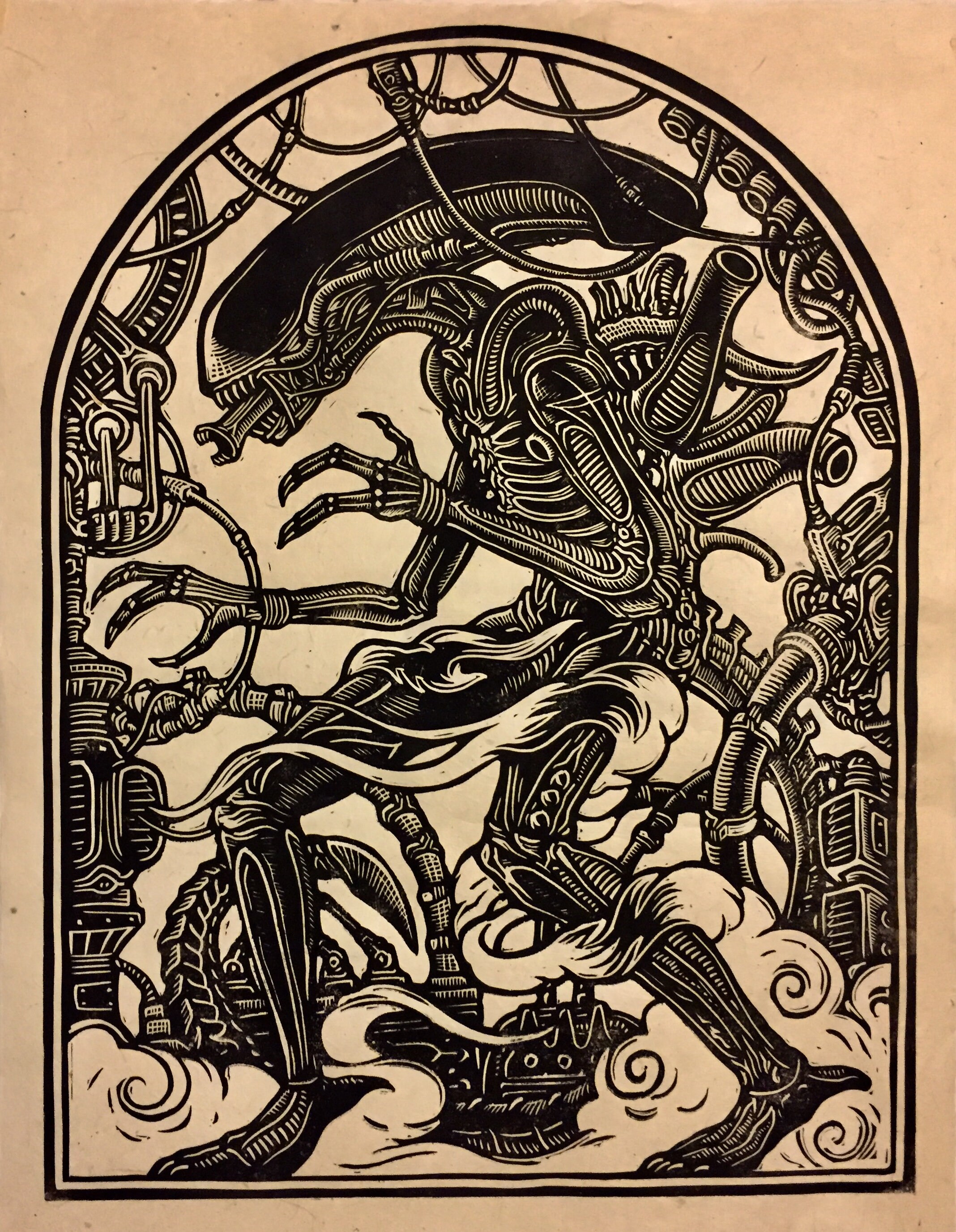 Xenomorph Block Print.